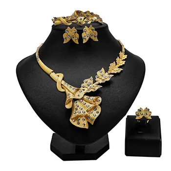 ZuoDi Vynikající Dubaj Zlaté Šperky Sada Značka 2018 Nigerijské Svatební ženy doplňky šperky set, Velkoobchod prohlášení šperky set
