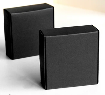 50ks/lot 7*7*2.2 cm recyklovaný Kraft Šperky Box,přírodní kraft box,ručně vyráběné mýdlo box balení černé