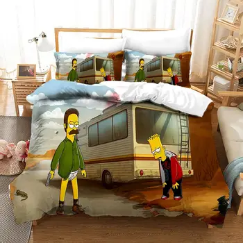 3D Funny Anima Kreslený Sada Povlečení Simpson famliy Peřinu Sady pro děti, povlaky na Polštáře Děti, Ložní prádlo Šidítko Kryt