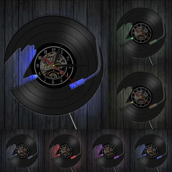 DJ Hudební Vinyl Záznam LP Nástěnné Hodiny, Hodinky, 3D Noční Světlo Party Dance Hall Decor Vintage Hodinky Music Club Dárek Pro DJ