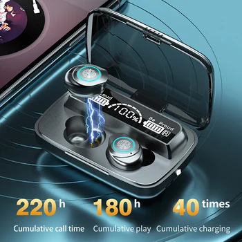 TWS Bezdrátová Sluchátka Bluetooth 5.1 Sluchátka, Dotykové Ovládání Hudby Sluchátka Headset S 3500 mAh Nabíjení Krabici S Baterkou