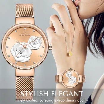 Nové Ženy Hodinky Top Luxusní Značky NAVIFORCE Krásný Design Quartz Lady Hodinky Jednoduché Vodotěsné Hodinky Ženy Reloj Mujer