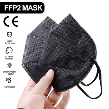 FFP2 KN95 Dospělé Úst Maska Prodyšný materiál 95% Filtrace PM2.5 Anti-Fog Opakovaně 5-Vrstvy Masky Hygienické Schválenou Ochrannou Masku S Filtrem Španělsko