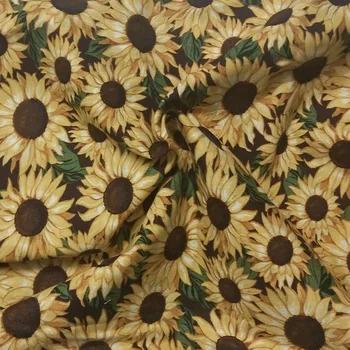 50x105cm Kvetoucí Slunečnice Tištěné Bavlněné Tkaniny Květinové Tkaniny pro Patchwork Tkaniny Šaty Domova