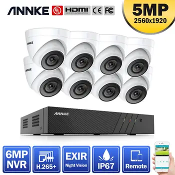 ANNKE 8CH FHD 5MP POE Network Video Bezpečnostní Systém H. 265+ 6MP NVR S 8X 5MP odolný proti Povětrnostním vlivům Video Kamery POE Kamery