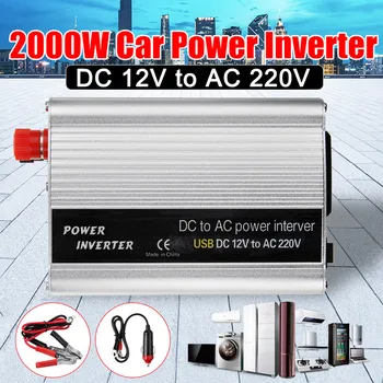 2000W DC 12V do AC 220V USB Auto Power Inverter Nabíječka Převodník Adaptér DC 12 AC 220 Modified Sine Wave Transformer