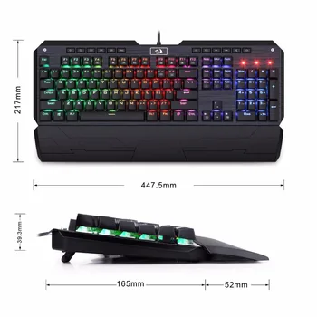 Redragon K555 RGB USB mechanická herní klávesnice ergonomické RGB LED podsvícení kláves Plné key anti-ghosting 104 kabelové Počítačové hráče