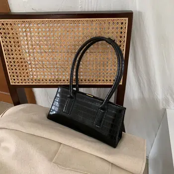 Módní Krokodýlí Vzor Malé Náměstí Tote Bag Vintage Designer Slavné Značky Rameno Messenger Bag Retro Klip Novou Kabelku