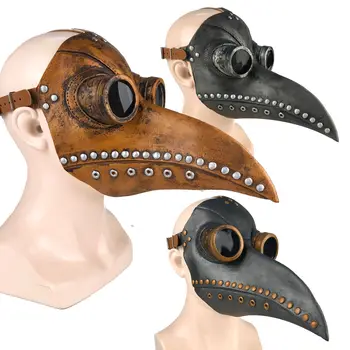 Vtipné Středověký Steampunk Mor Lékař Ptačí Maska Latex Punk Cosplay Masky Zobák Dospělých Událost Halloween Cosplay Rekvizity Party Masky