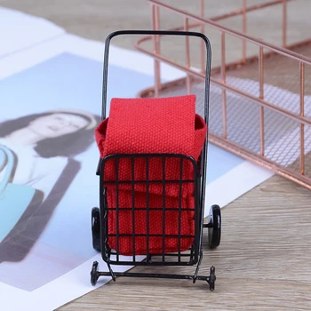 Mini nákupní košík model, děti, dítě dárek Hračka, 1:12 Domeček pro panenky mini Nábytek Miniaturní měření doplňky železa nákupní košík