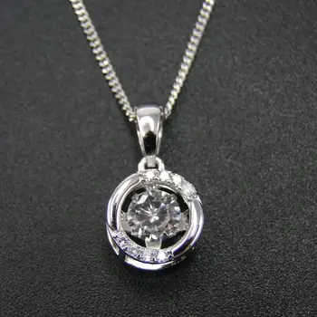 Krásný Přívěsek Charms Real 925 Sterling Silver Šperky Tanec Kolo Diamond Houpat Přívěsek Náhrdelník Pro Ženy