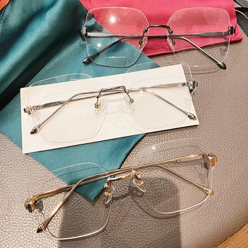 Řezání bez Obrouček Náměstí Anti-modré Světlo Brýle Rám Pro Ženy, Vintage Nadrozměrné Počítač Brýle Ženské Elegantní Krátkozrakost Odstín
