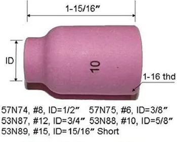 Velké TIG Plynu Objektiv oxidu Hlinitého Trysky Keramické Šálky Kit 53N87#12 53N88#10 53N89#15 57N74#8 57N75#6 Fit SR DB TIG Svařování ToTorch 10pk