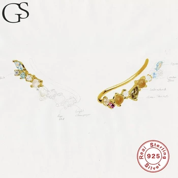 GS Luxusní Clip Náušnice, 925 Sterling Silver Ucho Piercing Stud Ring Formální Elegantní Jemné Kouzlo Retro Vintage Ženy Pendientes