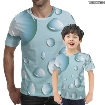 Pánské Oblečení Populární Muži Tričko Krátký Rukáv 3D Tištěné T košile Jednoznačně dešťová Kapka, T-košile Volné O-krk v Létě