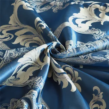 Luxusní Ložní Soupravy Blue Satén Hedvábí Žakárové Ložní Sada Jediného Královna Král Peřinu s Jeden povlak na Polštář Ložní prádlo Set Luxusní