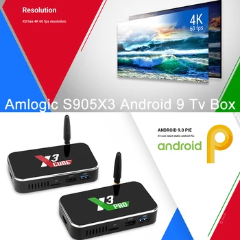 X3 PLUS Smart TV Box, 4GB RAM DDR4 64GB Android 9.0 TV Box S905X3 X3-cube 2GB 16GB Media Player 2.4 G/5G WiFi 1000M 4K 4GB X3 PRO
