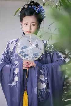 Čínské Výšivky Hanfu Ženy, Etnické Kostým Fantasia Ženské Halloween, Protože Kostým Maškarní Hanfu Fialová Pro Ženy Plus Velikost