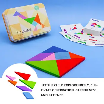 1 sada Kreativní Puzzle Hračky, dětské Puzzle Rozvíjí Vzdělávací Hračky Puzzle Geometrické Obrazce Tangram Barva Budově