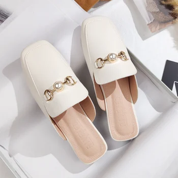 Dámy jaro a léto nové baotou semi-papuče sandály ležérní módní outdoorové oblečení dámské velikosti mueller boty