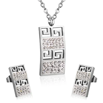 LUXUSTEE Svatební Zirkony Šperky Set Gold/Stříbrná Barva Geometrie Přívěskem Náhrdelník z Nerezové Oceli Ženy Náhrdelník Sady