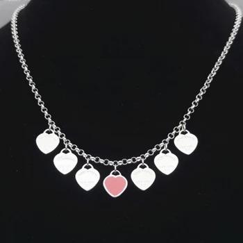 TF Srdce náhrdelník pro ženy náhrdelníky na krku růžový přívěsek z Nerezové Oceli módní řetězce dárek pro ženu, Příslušenství, velkoobchod