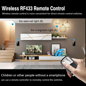 NÁM Wifi Zeď Dotykový Spínač, Bezdrátové Inteligentní RF433 Ovládání Vypínač, 2/3 způsob, Skla Panel Dotykový Senzor interruptor 1/2/3/4 gang