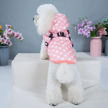 Vodotěsné Srst Psa Zimní Pet Pes Oblečení Dot Vzor Malý Velký Pes Bunda Čivava Yorkie Zahustit Oblečení S Postrojem #