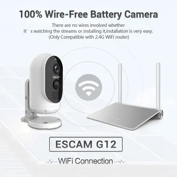 ESCAM G12 Solární Panel Bezdrátová WiFi Kamera 1080P Full HD Venkovní Krytý Bezpečnostní IP65 Vodič Dobíjecí Baterie IP Kamera PIR