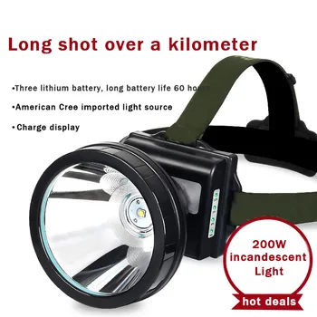 Výkonný Cree 10W LED Přenosné čelovka Vodotěsný Světlomet Rybaření Lov Camping Svítilna vestavěná lithiová baterie, Svítilna