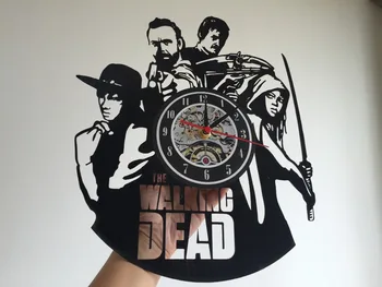 Klok horloge nástěnné Velkoobchod CD Vinylové Nástěnné Hodiny, Moderní Design Walking Dead Film Domácí Dekorace Hodinky velké nástěnné hodiny