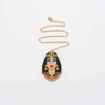 ABL175(1), Ruční královna Egypta Kleopatra Hlava MIYUKI Delica rokajl Tenký Provázek Pletené Náramky