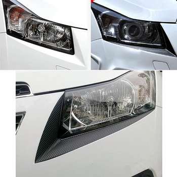 Auto Světlomet Obočí Nálepka Dekorativní Uhlíkových Vláken Světla Víčka Line Fender Pás Pro Chevrolet Chevy Cruze 2009-2013 2ks