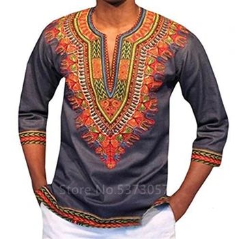 2020 Nové Africké Šaty pro Muže Bohaté Tisk Bohaté Tisk Bazin Topy Dashiki Ankara Šaty Tradiční Dlouhý Rukáv Oblečení S-3XL