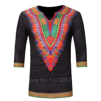 2020 Nové Africké Šaty pro Muže Bohaté Tisk Bohaté Tisk Bazin Topy Dashiki Ankara Šaty Tradiční Dlouhý Rukáv Oblečení S-3XL