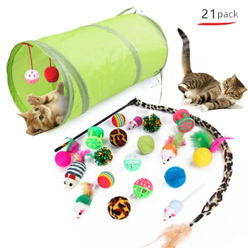 21 Pack Různé Hračky Pro Kočky Legrační Míč Myši Myši Interaktivní Pero Držet Tunelu Kočky Hračky Pet Products