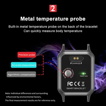 Tělesná Teplota Chytré Hodinky T96 Srdeční Frekvence, Krevní Tlak Fitness Tracker Bluetooth Inteligentní Náramek Pro Android a IOS