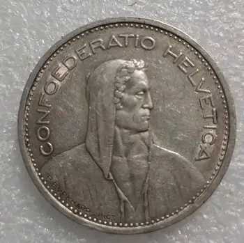 Švýcarský 5 Švýcarských Franků Vilém Tell 1931-1939 Starý Pravé Stříbro Coin Původní Mince Evropa Sběratelskou Minci