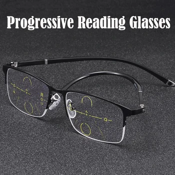Módní Progresivní Brýle Anti Blue Ray Multifokální Brýle Na Čtení Unisex Presbyopickém Brýle Brýle Cross Dekorace Kovové