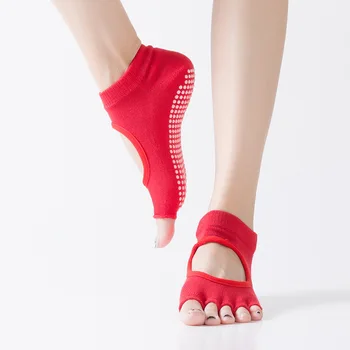 Ženy 5 Toe Jóga Ponožky S Hlubokým Výstřihem Pilát Balet Silikonový Anti Slip Kotníkové Grip Ponožky, Body Fitness Sportovní Dívka Pět Prstů Ponožky