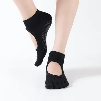 Ženy 5 Toe Jóga Ponožky S Hlubokým Výstřihem Pilát Balet Silikonový Anti Slip Kotníkové Grip Ponožky, Body Fitness Sportovní Dívka Pět Prstů Ponožky