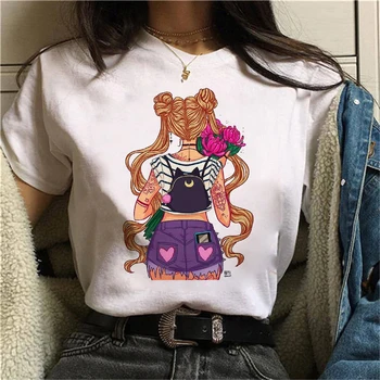 Ženy roztomilý kočka Tričko Kreslená Kočka Vytištěné Dámské Tričko Hip Hop Ženy Košile Letní Top Streetwear Žena Oblečení