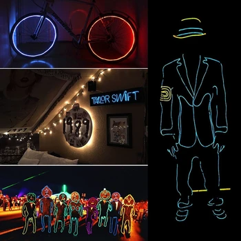 1m/3m Flexibilní Neon Led Světlo Strip Party Bar Dekorace Glow EL Lana Svinovací Kabel Oblečení Dekor Led Pásky S Regulátorem