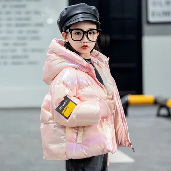 Dětská péřová bunda 2020 zimní nové chlapce a dívky, oblečení s kapucí péřová bunda prošívaná krátká bunda teplá bunda