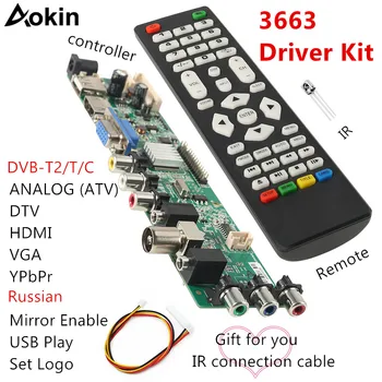 3663 Nové Digitálního Signálu DVB-C DVB-T2 DVB-T Univerzální LCD TV Controller Driver UPGRADE Desky 3463A ruské USB hrát LUA63A82
