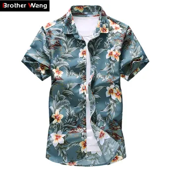 Plus Velikosti 5XL 6XL 7XL Pánské Květinové Tričko 2020 Letní Nový Styl Módní Ležérní Krátký Rukáv Havajské Tričko Mužské Značky Oblečení