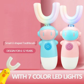 Děti U typ Elektrický Kartáček na zuby S LED Světlo, Automatické Ultrazvukové Mini Zubní Kartáček Čištění Zubů Pro děti