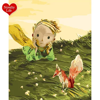 Malování podle Čísel Malý Princ Princekin Fox Hvězdičkový Rose Zbarvení Obrázek Anime Karikatura Sady Vánoční Dárek pro Děti, Zeď, Dekor
