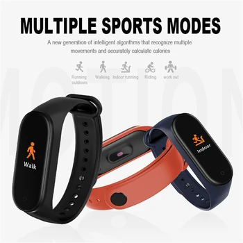 Sportovní Náramek pro Muže a Ženy Vodotěsné Inteligentní Barevný Displej M4 Hodinky Monitor Srdečního tepu, Sledování Zdraví Tracker Smartband