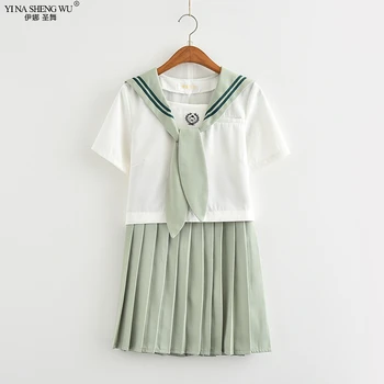 Matcha Zelený JK Jednotná v Japonštině v korejštině v Ženské Student Školní Uniformu Čisté Dívky Student Cosplay Letní Sukně, Námořnický Oblek